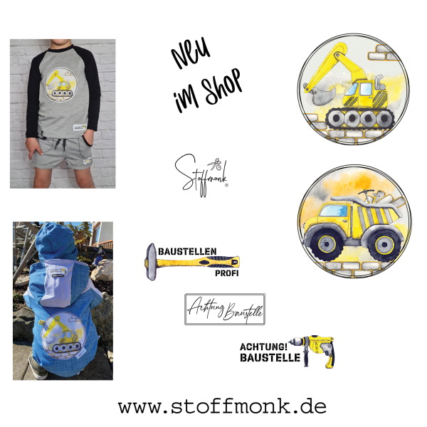 Patch / Aufnäher  - "Achtung Baustelle" - mit Bohrmaschine